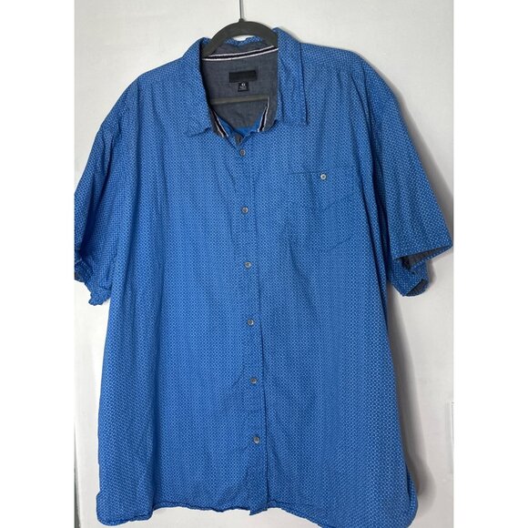 Steves Men’s Shirt 4X Blue Short Sleeve Button-Down 100% Cotton Casual preppy - Picture 1 of 7